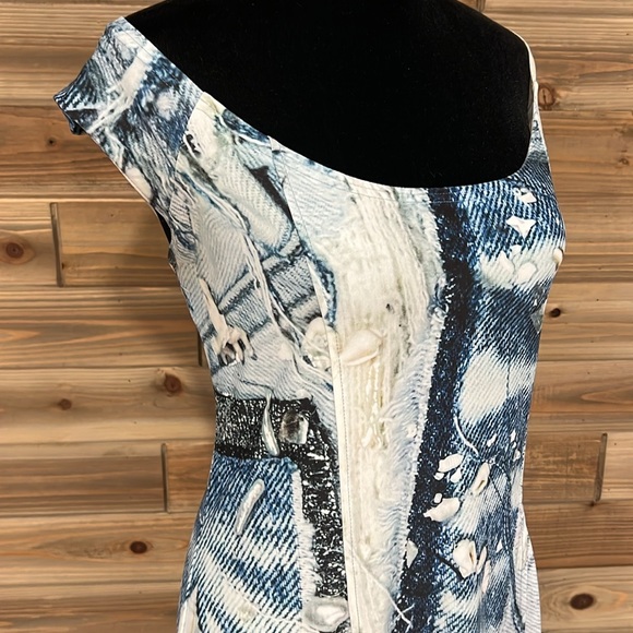 HILDUR YEOMAN The Off Shoulder Dress in Denim Patch - Picture 5 of 14